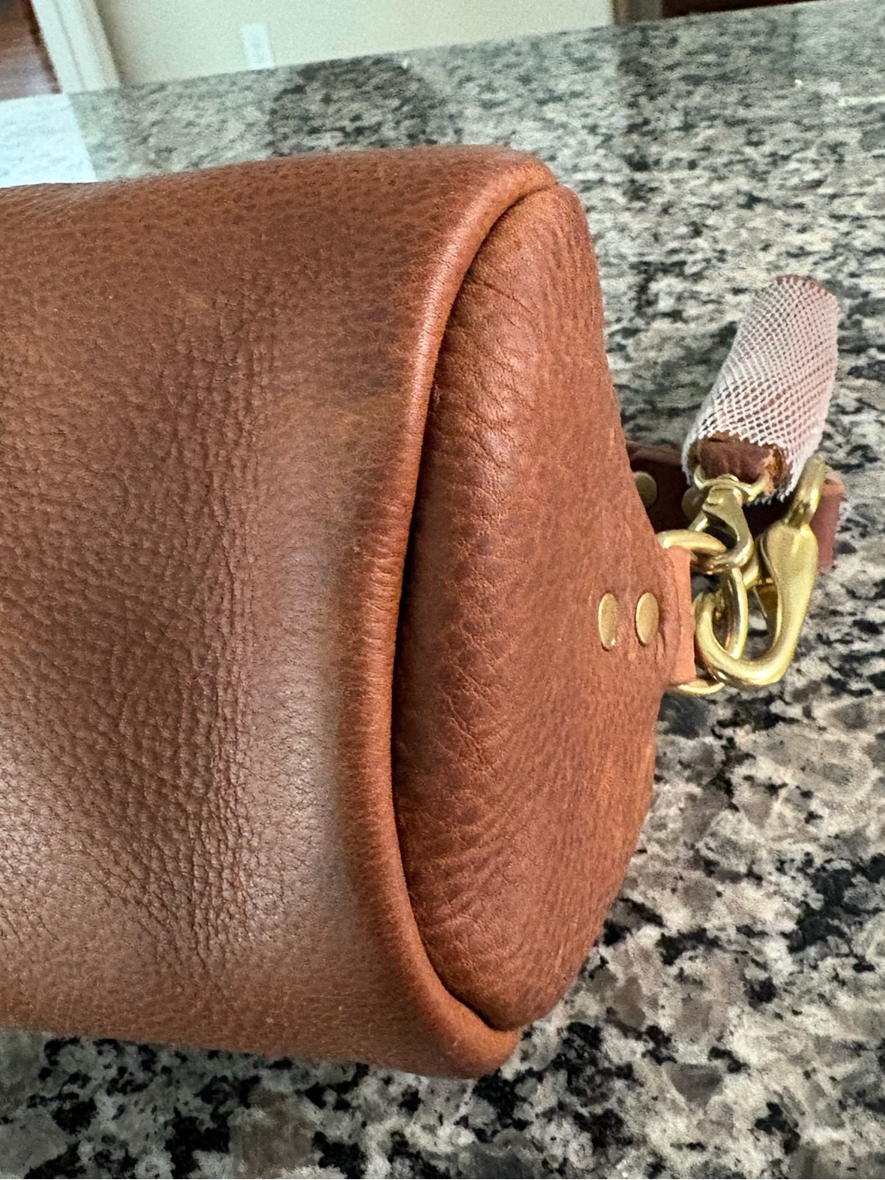 Brown Leather Saddle Roll Bag - Picture 3 of 7